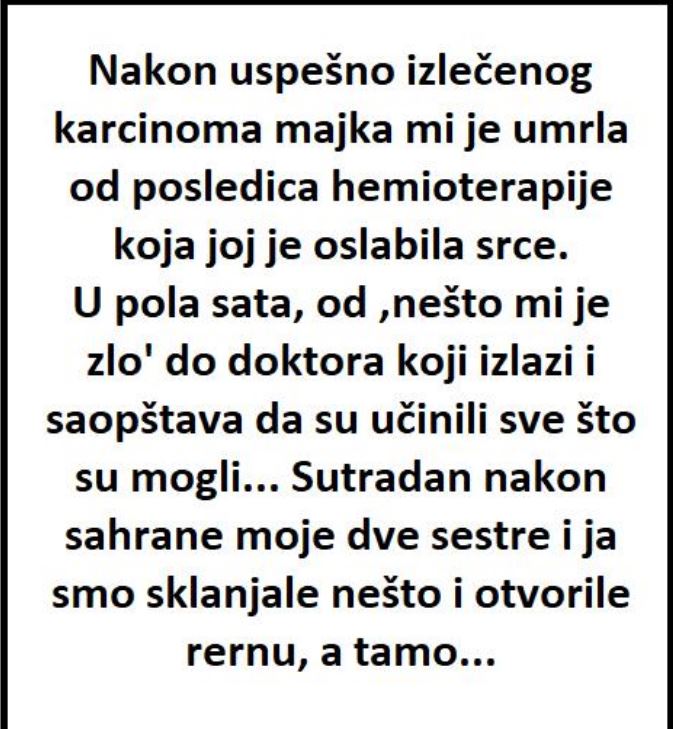 ‘Nakon uspešno izlečenog karcinoma majka mi je umrla’ - featured image ‘Nakon uspešno izlečenog karcinoma majka mi je umrla’ - featured image