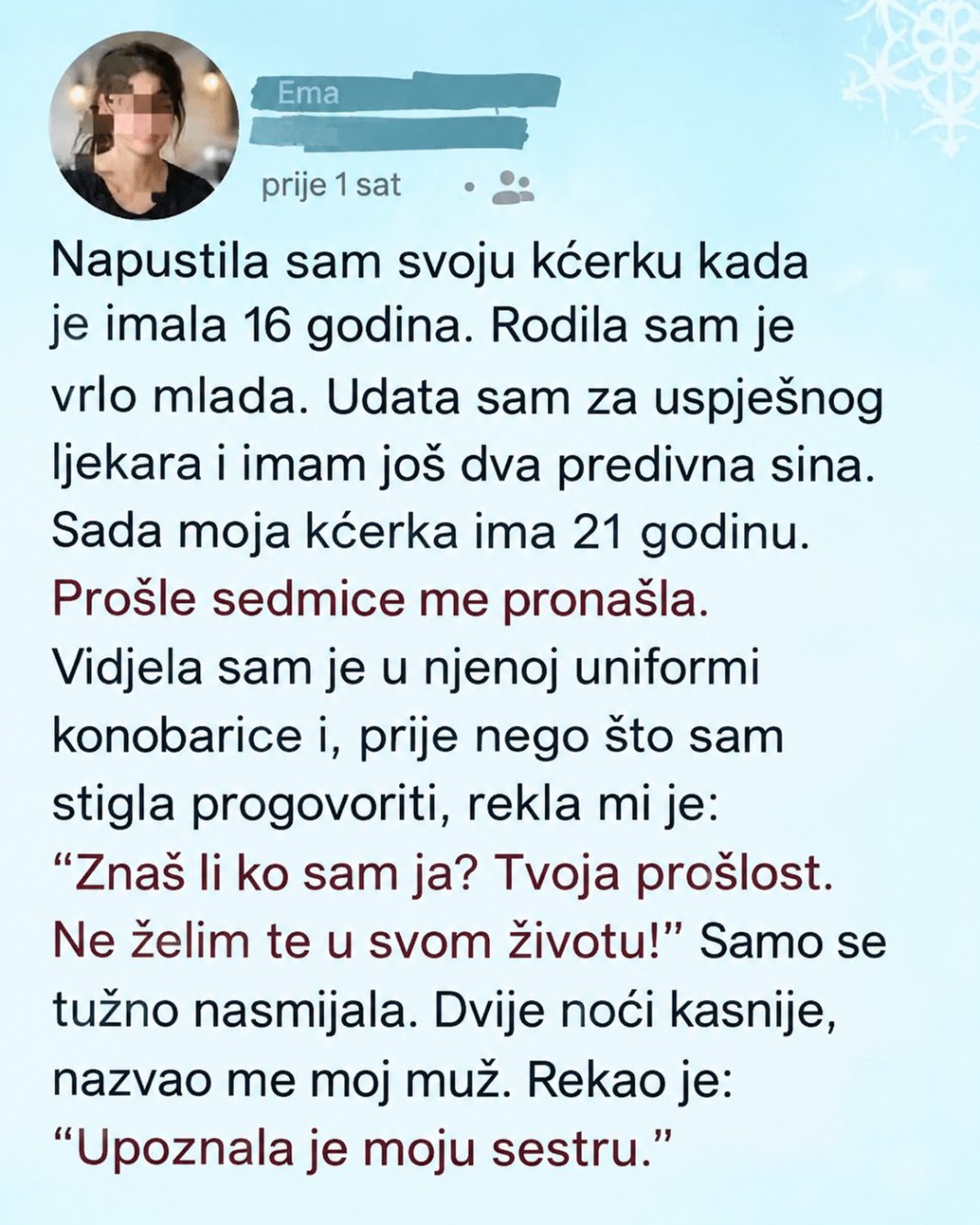 Sa 16 godina odrekla se kćerke i pokušala zakopati prošlost, a 21 godinu kasnije stigao je kontakt koji je sve vratio - featured image